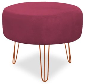 Puff Chloe Pés Hairpin Legs Bronze Suede Bordo