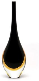 Gota Mini Alta Bicolor Preta com Âmbar Murano Cristais Cadoro