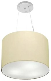 Lustre Pendente Cilíndrico Md-4183 Cúpula em Tecido 40x30cm Algodão Crú - Bivolt