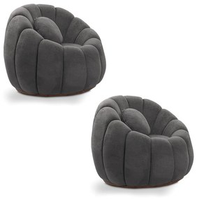 Poltrona Decorativa Orgânica para Sala Kit 2 Cloud Bouclê E03 - D'Rossi - Cinza escuro