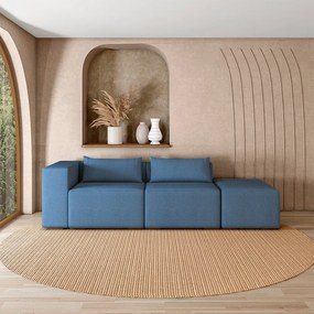 Sofá Versátil Sala de Estar Atlanta 318cm Modulado Linho Azul G52 - Gran Belo