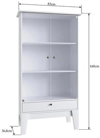 Cristaleira Retrô 3 Portas de Vidros 3 Prateleiras - Branco