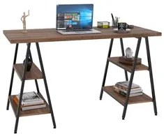 Mesa Escrivaninha Cavalete 135cm Estilo Industrial Prisma C08 Nogal/Pr