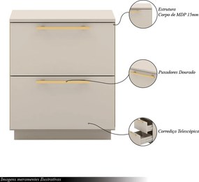 Mesa de Cabeceira Cindy 2 Gavetas com Corrediças Telescópicas Fendi G98 - Gran Belo
