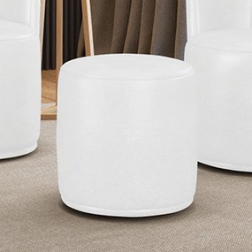 Puff Redondo Orgânico para Sala Kit 2 Malu Sintético PU M11 - D'Rossi - Branco