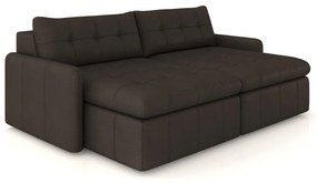 Sofá Retrátil Bipartido Sala de Estar Belém 224cm Couro Marrom G52 - Gran Belo