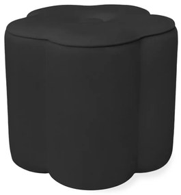 Puff Decorativo Flor Veludo - Preto