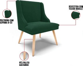 Cadeira Sala de Jantar Pé Palito Natural Liz Boucle D03 - D'Rossi - Verde