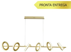 Pendente Anillo 20X120Cm Led 75W 3000K Bivolt Alumínio Dourado - Usina...