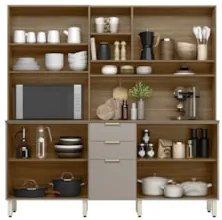 Armário de Cozinha Compacta 198cm Aurea D02 Amêndola/Nude - Mpozenato