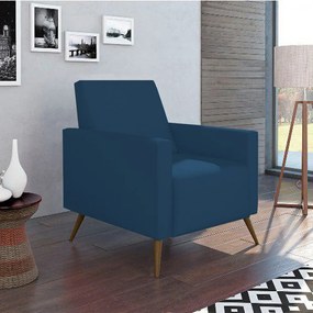 Poltrona Decorativa Amamentação Gabi Sala Suede Azul Marinho