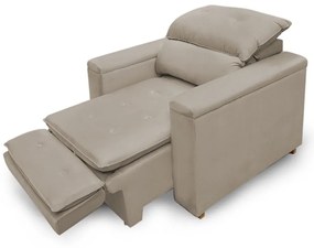 Poltrona Reclinável Retrátil Onix Suede Bege - Sheep Estofados - Bege