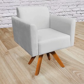 Poltrona Giratória Marisa Suede Base Madeira MM30 D03 - D'Rossi - Cinza
