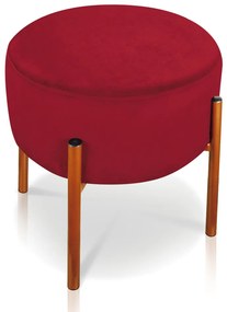Kit 04 Puffs Iron Suede Base Metálica Cobre - Vermelho