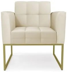 Poltrona Base Industrial Dourado Kit 2 Ana Sintético Bege - Ibiza