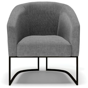 Poltrona Stella Corano Preto com Linho Grafite A26 Base Industrial Preto - D'Rossi