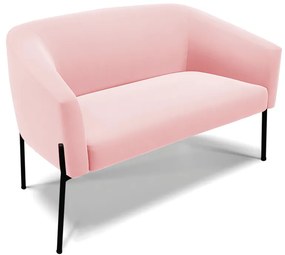 Sofá Namoradeira e Poltrona Pé de Ferro Preto Stella Suede D03 - D'Rossi - Rosa Bebê