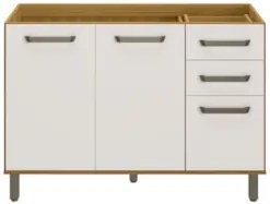 Balcão de Cozinha Para Pia 120cm Rita Freijó/Off Acetinado Z44 - Mpoze