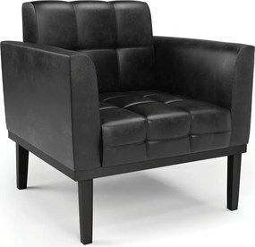 Poltrona Decorativa Karen Pés Fixo em Madeira PU Preto Brilho G19 - Gran Belo