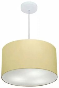 Kit Plafon Cilíndrico Md-3005 e Pendente Md-4019 Cúpula em Tecido 40cm Algodão Crú - Bivolt