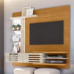 Painel TV 55 Pol e Bancada Suspensa Veena Z10 Off/Cinamomo - Mpozenato