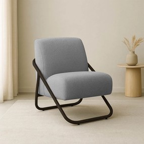 Poltrona Sala Decorativa Industrial Preto Martina Bouclê Grafite K01 - D'Rossi