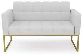 Sofá Namoradeira Elisa Linho Base Metálica Industrial Dourado - D'Rossi - A05 Cinza