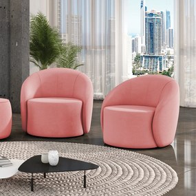 Poltrona Decorativa Orgânica Giratória Kit 2 Lua Suede D03 - D'Rossi - Rose