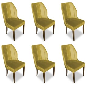 Kit 6 Cadeiras De Jantar Safira Suede Amarelo