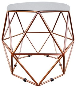 Puff Aramado Hexágono Decorativo Industrial Cobre com Suede D03 - D'Rossi - Cinza