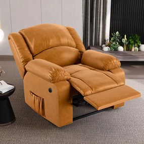 Poltrona do Papai Reclinável Sala de Cinema Madrid Power Elétrica Massagem USB PU Whisky G23 - Gran Belo