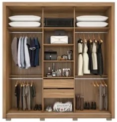 Guarda Roupa Casal 210cm Com Espelho Moly Flex D02 Nude/Preto - Mpozen