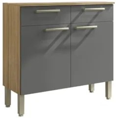 Balcão de Cozinha Com Tampo 91cm Vivian Freijó/Gris Z06 - Mpozenato