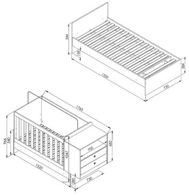 Berço Cama Com Cômoda Trocador E Escrivaninha Meu Fofinho - Branco