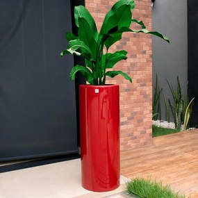 Vaso Decorativo Cilindro Vermelho Lira 89x34x34 Cm - D'Rossi