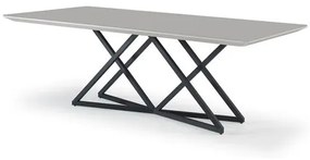 Mesa Jantar Ora Vidro Off White Base Preto Fosco 200cm - 70908 Sun House