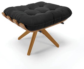 Puff Giratório Costela Suede Base de Madeira MA30 M11 - D'Rossi - Preto