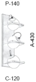 Arandela C/ Globo Apoio Vertical 43X14X12Cm Metal E Vidro 3 X G9 Globo... (DOURADO BRILHO, FOSCO)