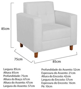 Poltrona Decorativa Denver Suede Branco - ADJ Decor