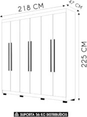 Guarda Roupa Casal 218cm 6 Portas Elegance Imbuia Rústico   - Vila Ric