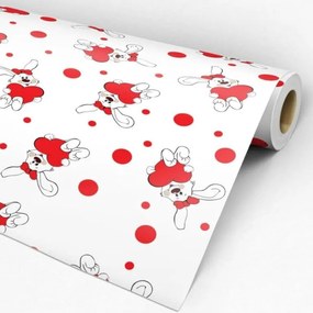 Papel de parede adesivo coelho coração vermelho