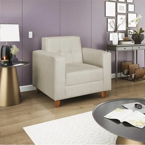 Poltrona Decorativa Denver Linho Bege - ADJ Decor