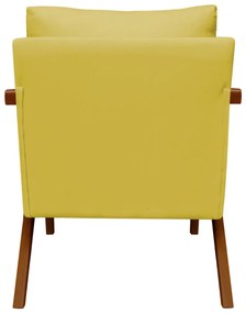 Poltrona Decorativa Amber Base De Madeira Veludo Amarelo