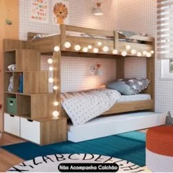 Treliche Infantil Com Escada e Nichos Infix C06 Aveiro/Branco - Mpozen