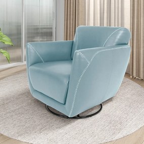 Kit 2 Poltronas Decorativas Valentina Sala de Estar Giratória Couro Azul Celeste G40 - Gran Belo