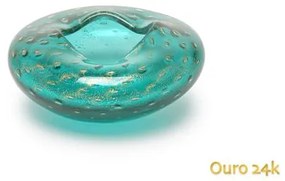Vaso Oceano Mini 3 Tela Verde com Ouro Murano Cristais Cadoro