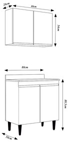 Conjunto Balcão de Cozinha com Tampo Papin Armário Aéreo MDP/BP Branco G96 - Gran Belo