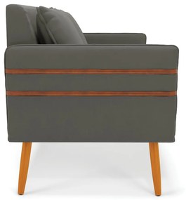 Namoradeira 02 Lugares Mari Suede Grafite Pés Palito Castanho - D'Rossi