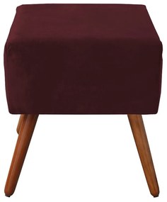 Puff Decorativo Quadrado Malu com Pés Palito Suede Bordô