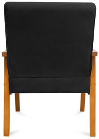 Poltrona Decorativa Alexa Braça de Madeira Suede Preto - Sheep Estofados